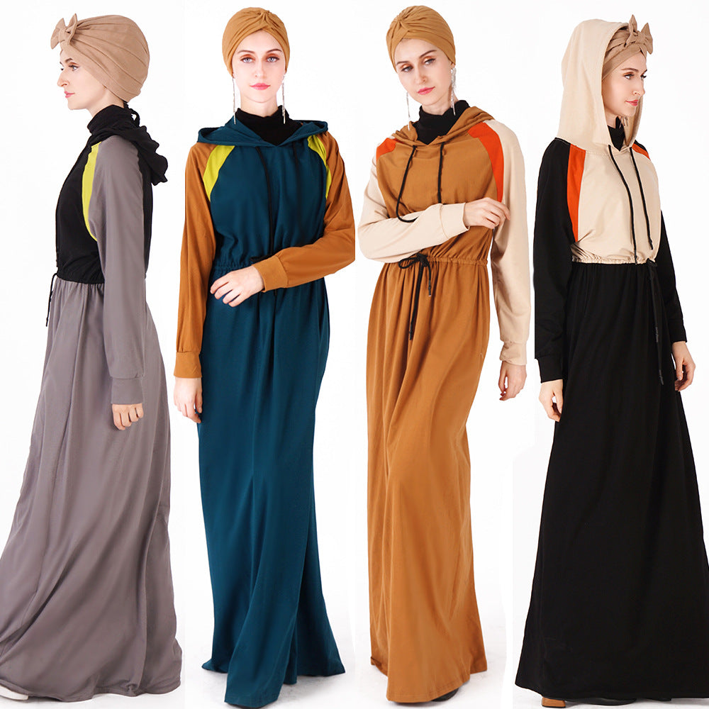 Ankle-length hooded athletic gown for women