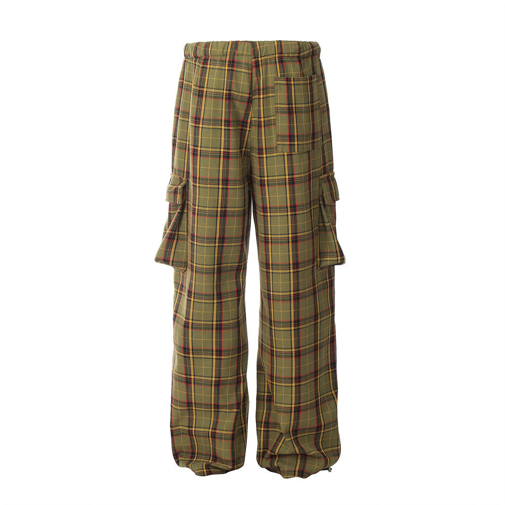 Plaid Cargo Pocket Casual Trousers For Men