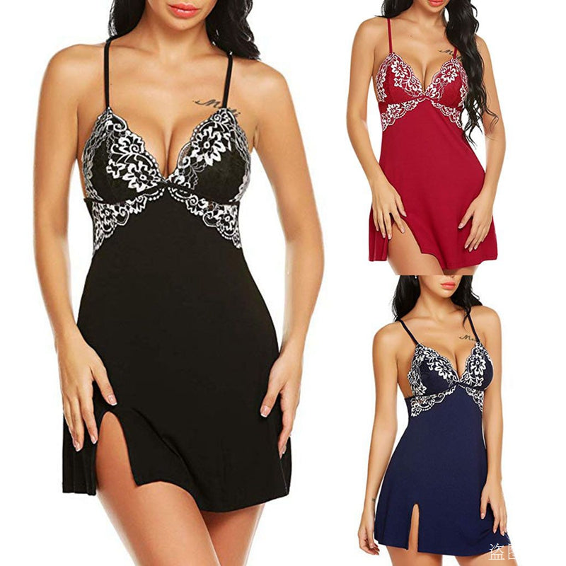 Gown Big Size Dress Embroidery Lace Robe Sexy Night Wear