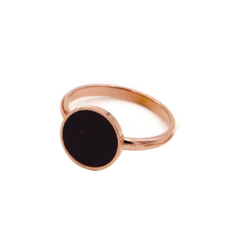 Black Round Index Finger Ring Female Trendy Titanium Steel Color Gold Plated Rose Gold Bracelet