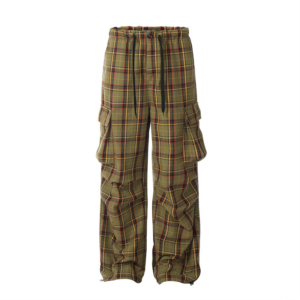 Plaid Cargo Pocket Casual Trousers For Men
