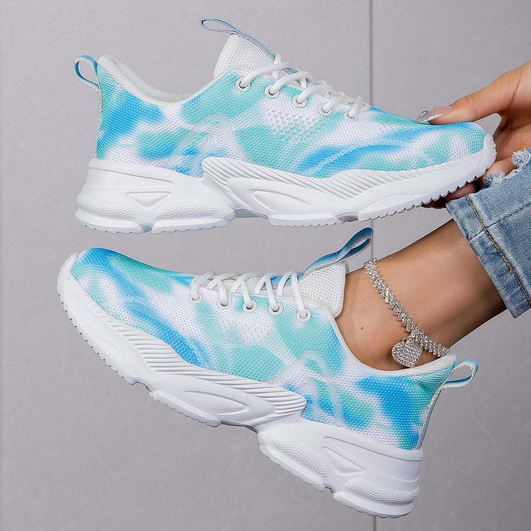 Casual Flower Sneakers Flat Large Size Upturned Lace-up