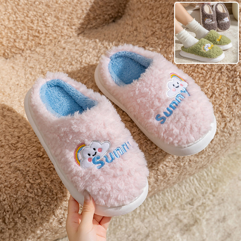 Cute Cartoon Cotton Slippers Thick Bottom Home Slippers Fashion Floor Bedroom Slipper Women Men Couples Warm House Shoes