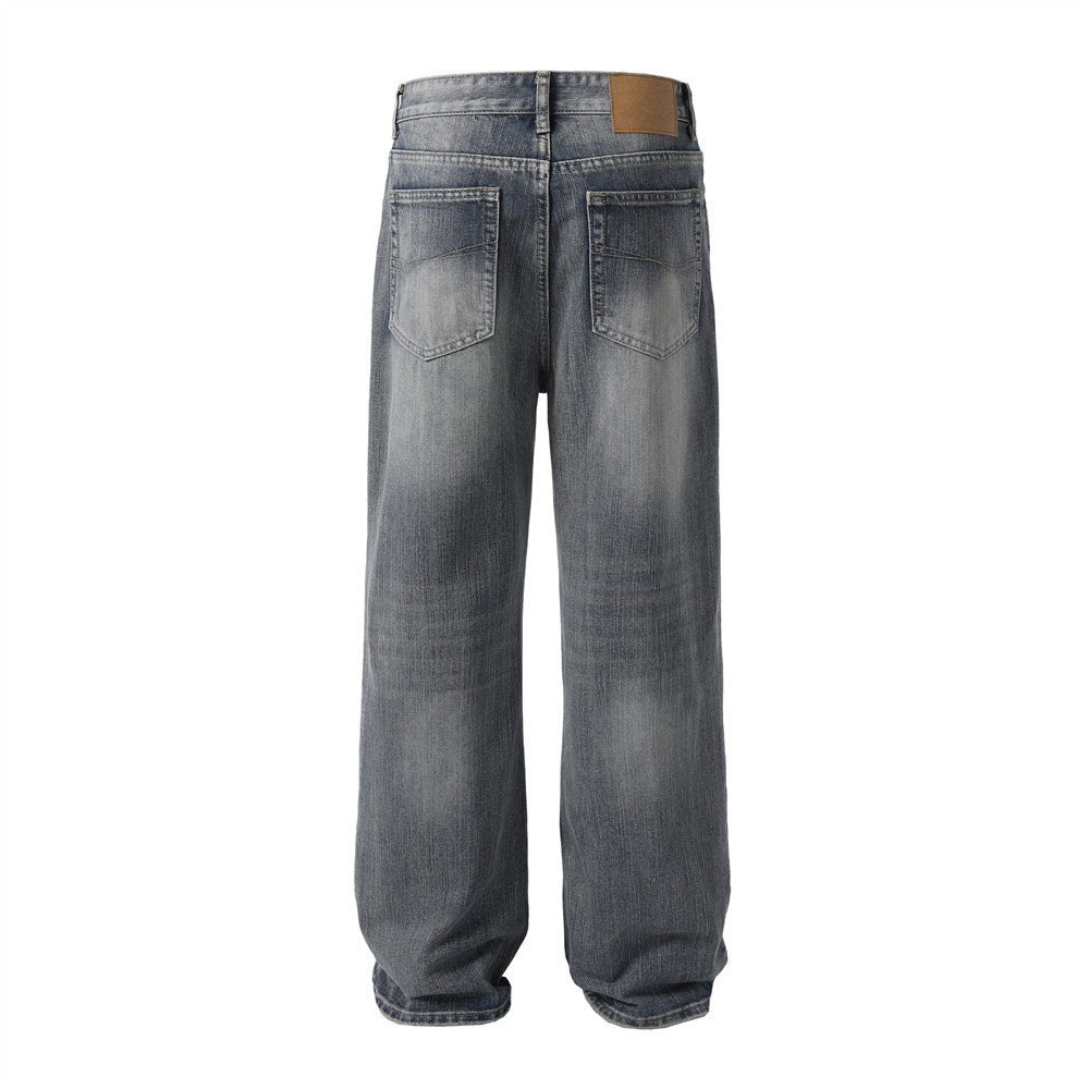 Distressed Washed Denim Trousers For Men