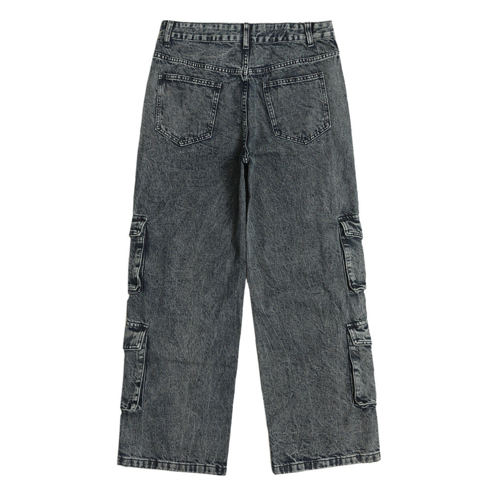 Three Bars Workwear Denim Trousers For Men