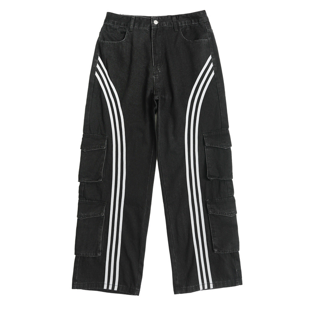 Three Bars Workwear Denim Trousers For Men