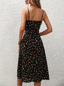 New Polka Dot Print Suspender Dress Summer Sexy Split Long Dresses For Womens Clothing