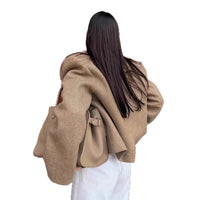 Gray Suit Jacket Women's Woolen Padded Shoulder Suit Jacket