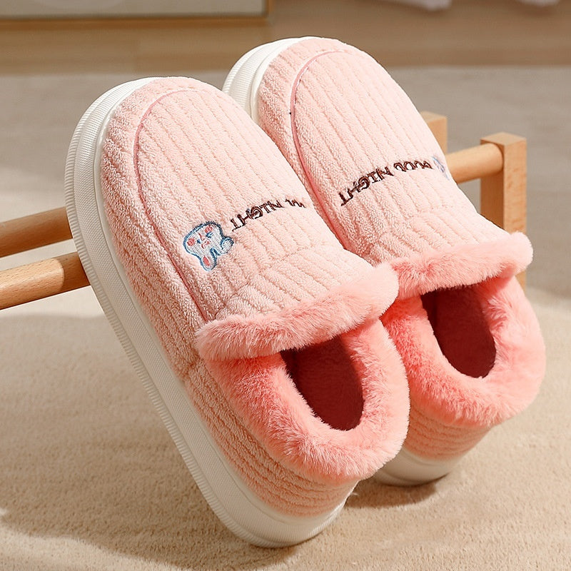 Home Cotton Slippers Winter Bag Heel Men Plus Size Woolen Slipper Room Inner Velvet Men's Household Plush Cotton Shoes Women Wholesale