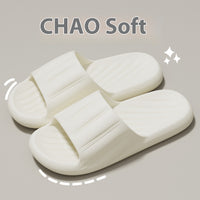 Fashion Solid Color Striped Home Slippers Summer Thick Bottom Non-slip Bathroom Slipper Women Men Couples Shoes