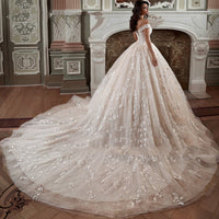 Off-shoulder French-style Bride Trailing Mori Style Simple Small Wedding Dress