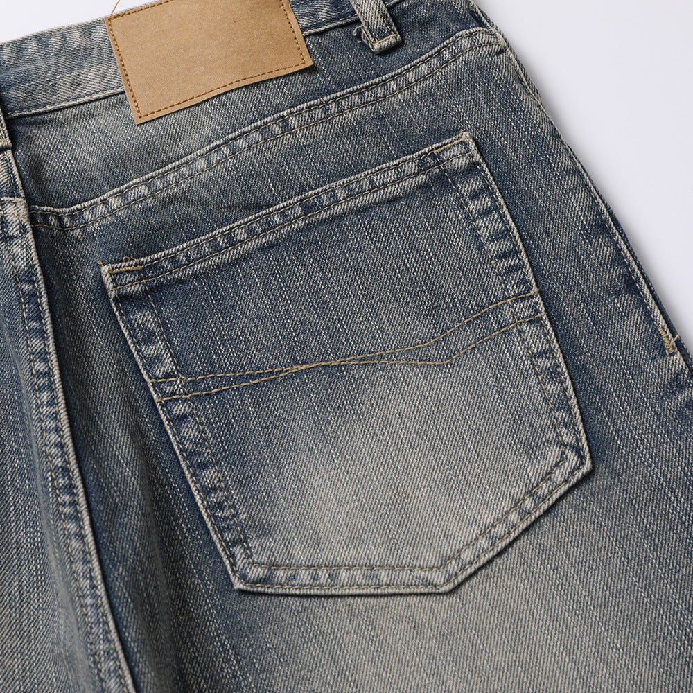 Distressed Washed Denim Trousers For Men