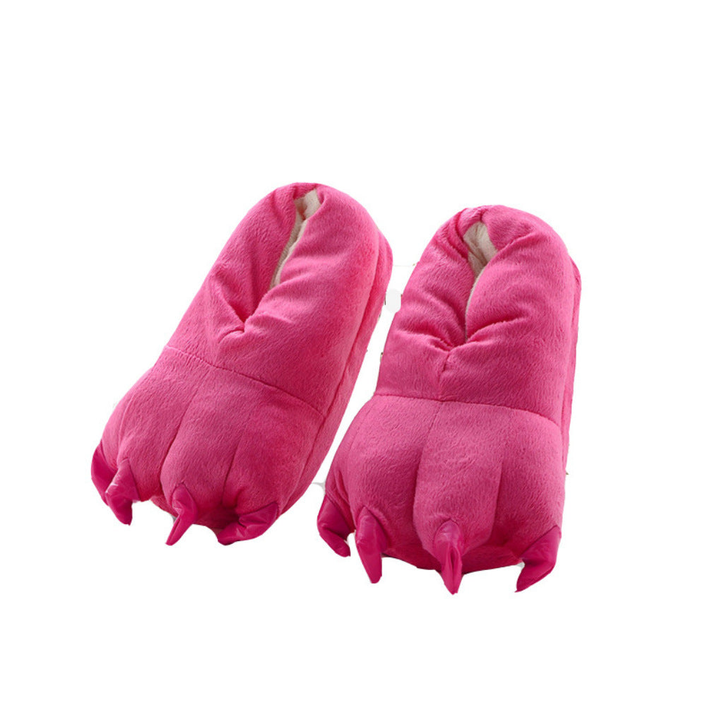 Winter Soft Warm Dinosaur Paw Funny Slippers for Men Women Kids Parent-child Home House Slipper Shoes Room Cotton Shoes