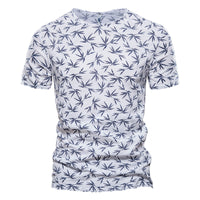 Casual Slim-Fit Stretch T-Shirt Men Short-Sleeved Printed T-Shirt Sports Men