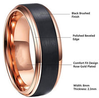 Two Tone Tungsten Steel Ring Men's Jewelry