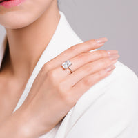 s925 Sterling Silver Light Luxury Exaggerated European And American Rectangular Simulation Diamond Ring