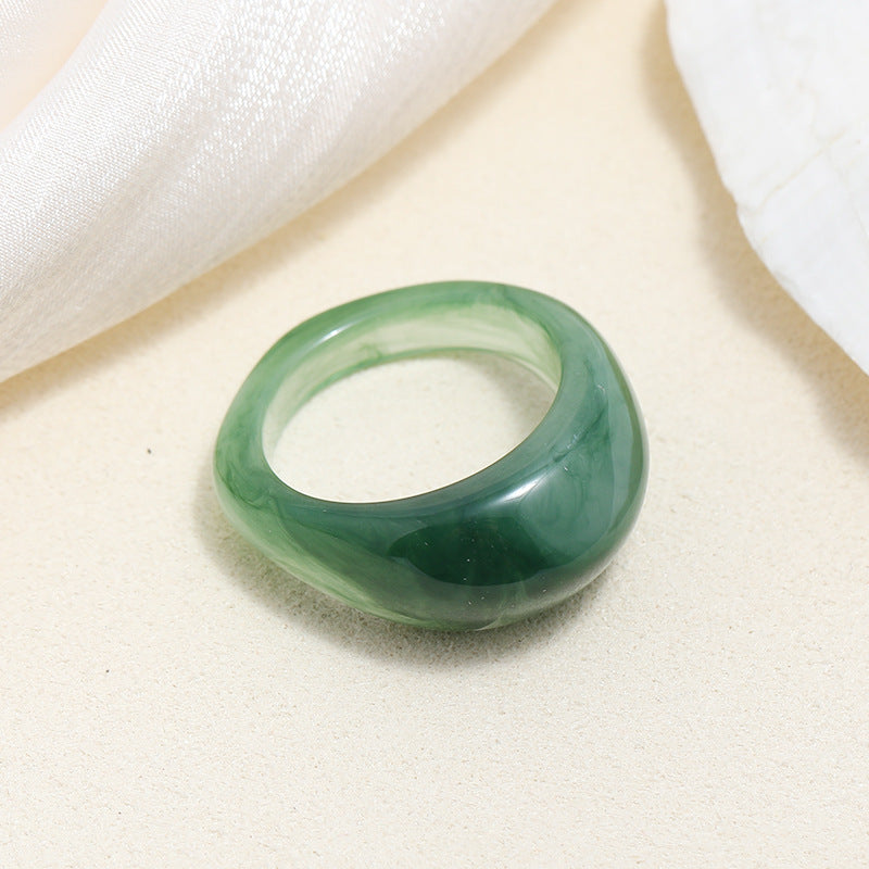 Tortoiseshell Diamond Acrylic Cold Wind Resin Ring