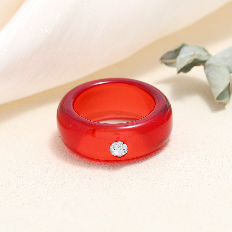 Tortoiseshell Diamond Acrylic Cold Wind Resin Ring