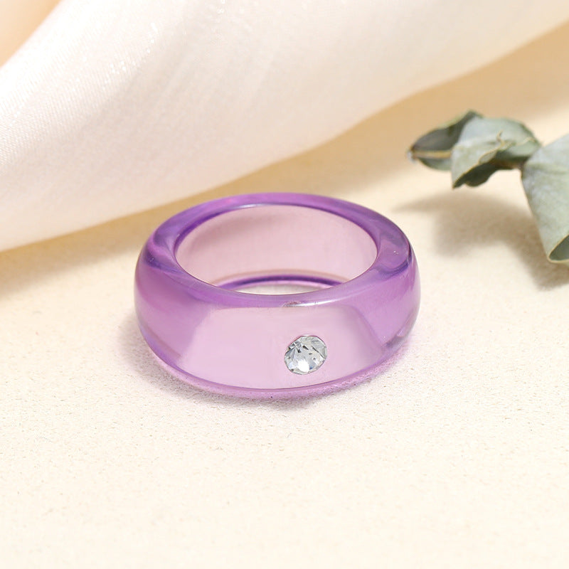Tortoiseshell Diamond Acrylic Cold Wind Resin Ring
