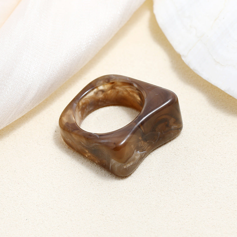 Tortoiseshell Diamond Acrylic Cold Wind Resin Ring