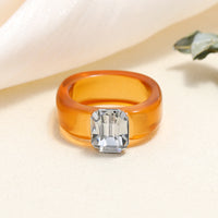 Tortoiseshell Diamond Acrylic Cold Wind Resin Ring