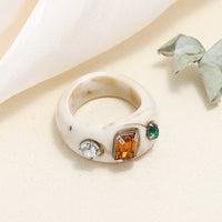 Tortoiseshell Diamond Acrylic Cold Wind Resin Ring