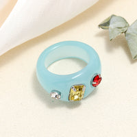 Tortoiseshell Diamond Acrylic Cold Wind Resin Ring