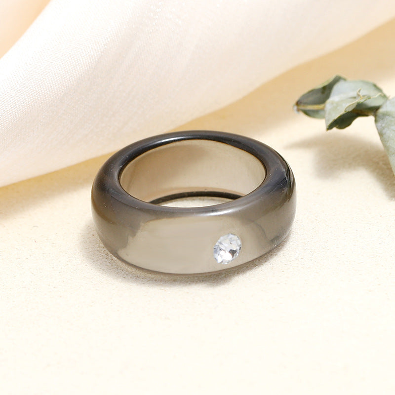 Tortoiseshell Diamond Acrylic Cold Wind Resin Ring