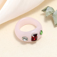 Tortoiseshell Diamond Acrylic Cold Wind Resin Ring