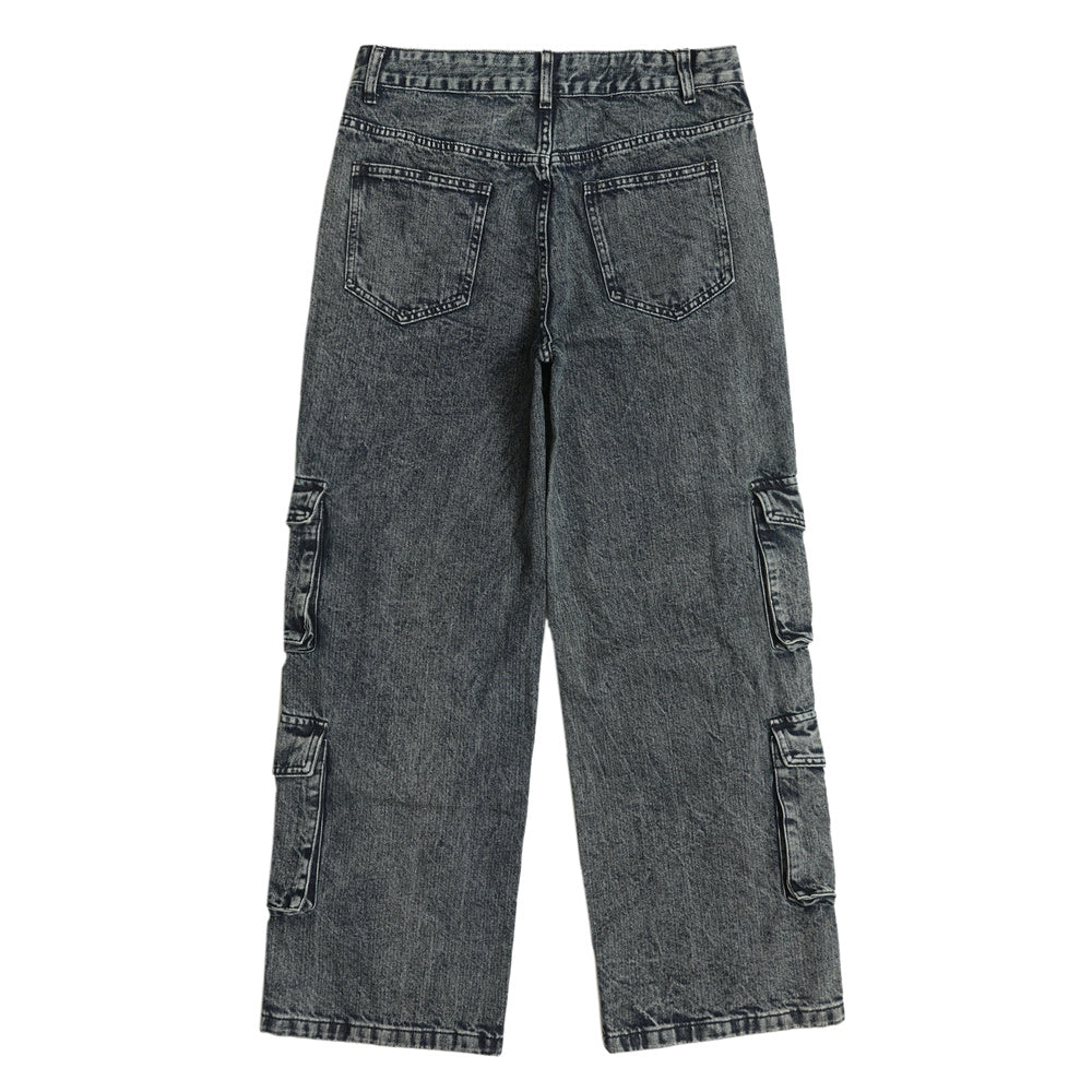Three Bars Workwear Denim Trousers For Men