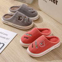 Cartoon Bear Plush Slippers For Women Autumn And Winter Warm Home Shoes Couple Thick-sole Non-slip Fashion Furry Slipper Men