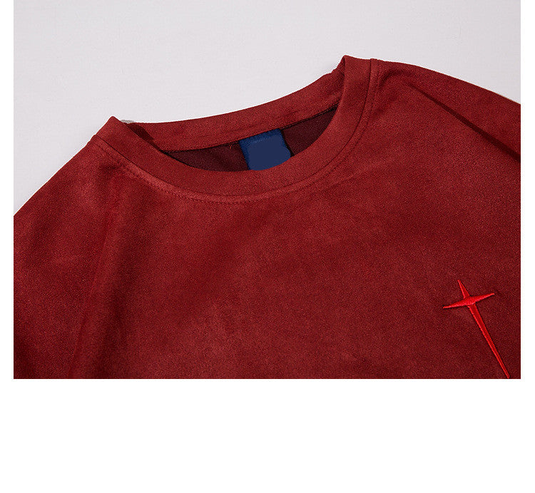 Retro Alphabet Embroidered T-shirt Men