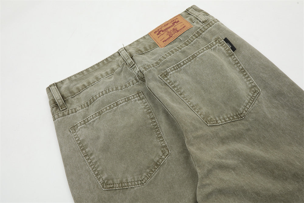Washed Dyed Denim Trousers For Men
