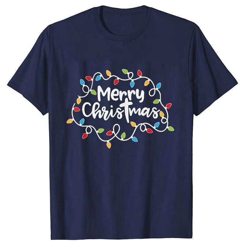 Men T-Shirt Christmas Lights Graphic Party T