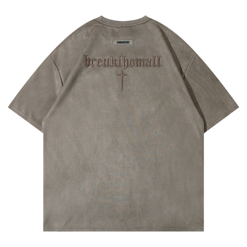 Retro Alphabet Embroidered T-shirt Men