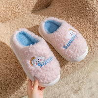 Cute Cartoon Cotton Slippers Thick Bottom Home Slippers Fashion Floor Bedroom Slipper Women Men Couples Warm House Shoes