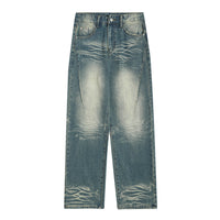 Washed Denim Loose Trousers For Men