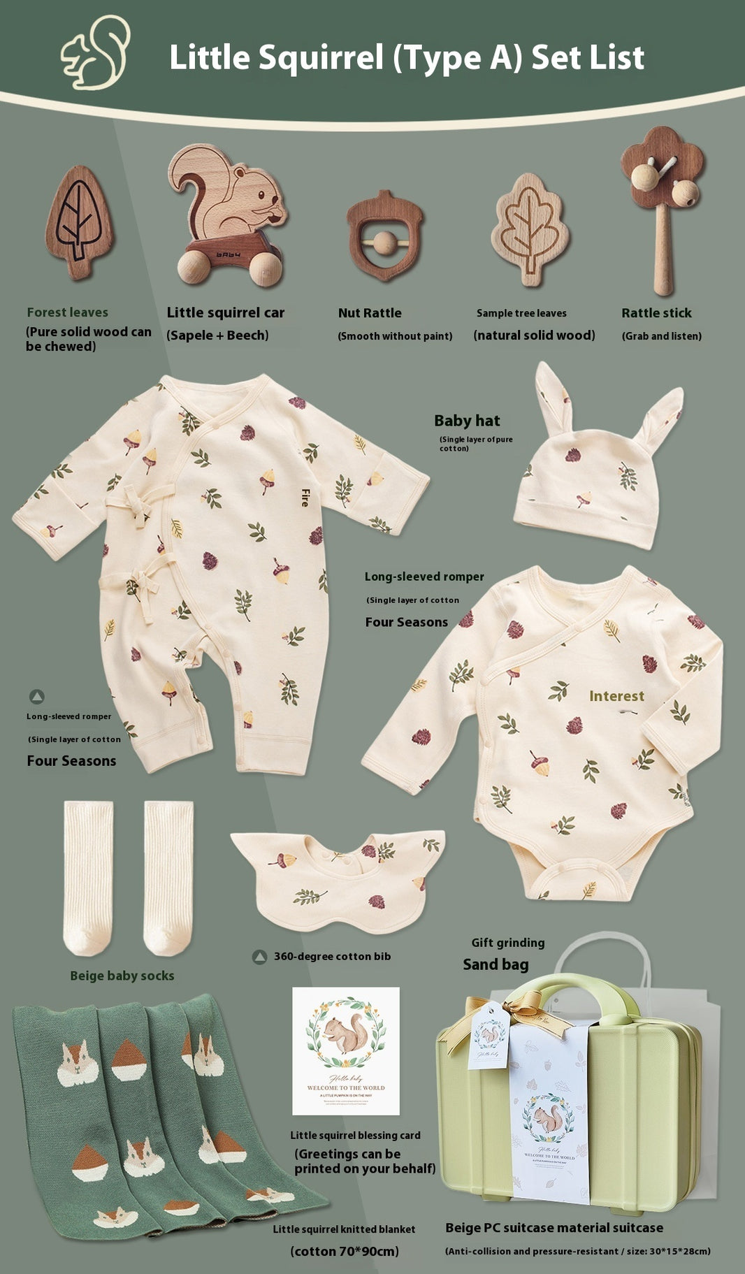 Baby Gift Package Baby Men And Women Little Squirrels Suitcase