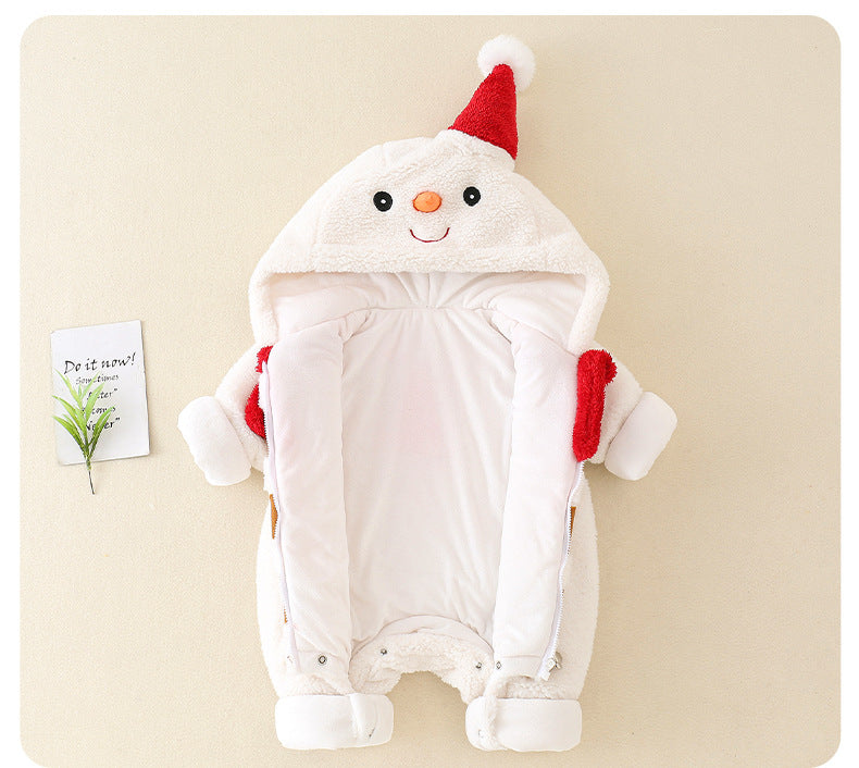Baby Men And Women Fleece-lined Warm Jumpsuit