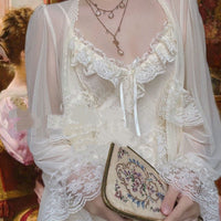 French Style Vintage Court Style Nightdress Two-piece Set Morning Gowns Super Fairy