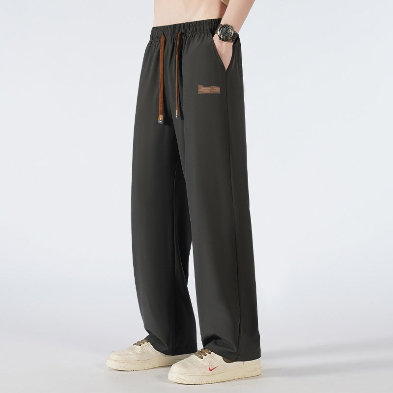 Straight Ice Silk Leisure Trousers For Men