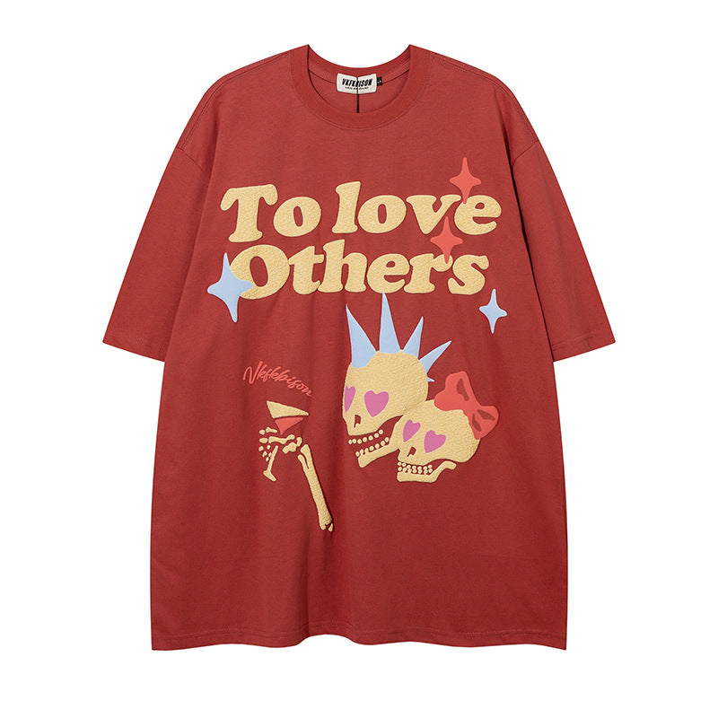 Mens Fashion Casual Fun Skull And Bones Print Short Sleeve