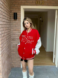 Retro Baseball Jacket Women's Beaded Jacket Loose Top