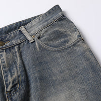 Distressed Washed Denim Trousers For Men
