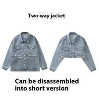 Vintage Denim Jacket Women's Detachable Jacket Top