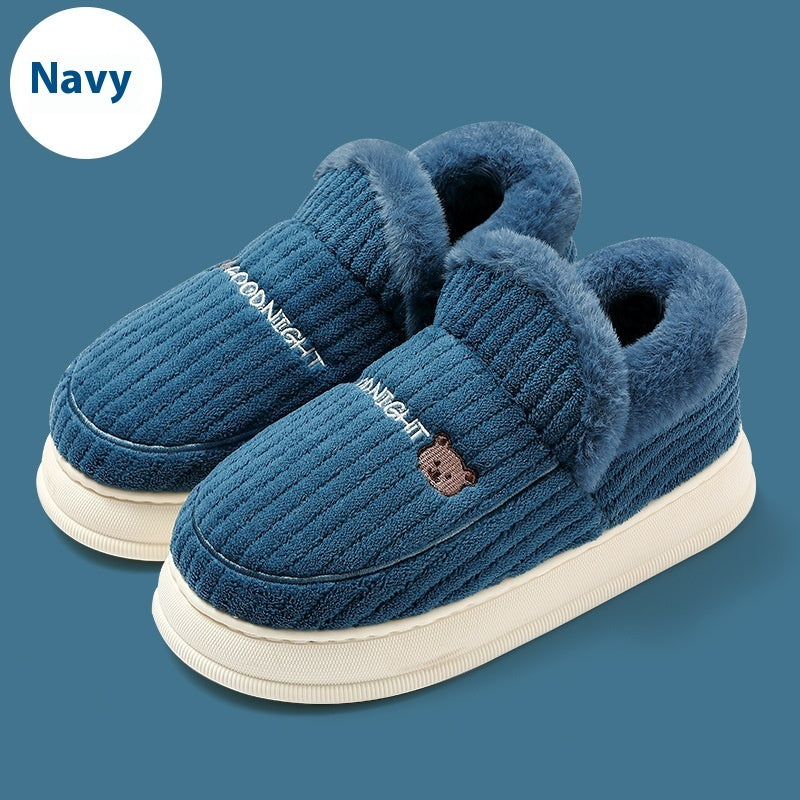 Home Cotton Slippers Winter Bag Heel Men Plus Size Woolen Slipper Room Inner Velvet Men's Household Plush Cotton Shoes Women Wholesale