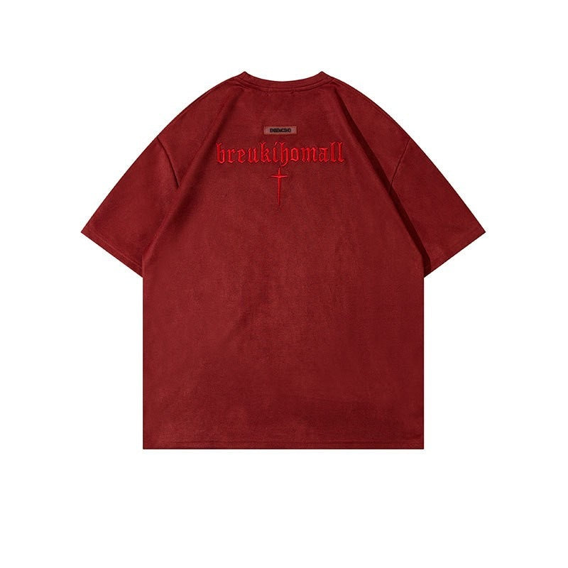 Retro Alphabet Embroidered T-shirt Men