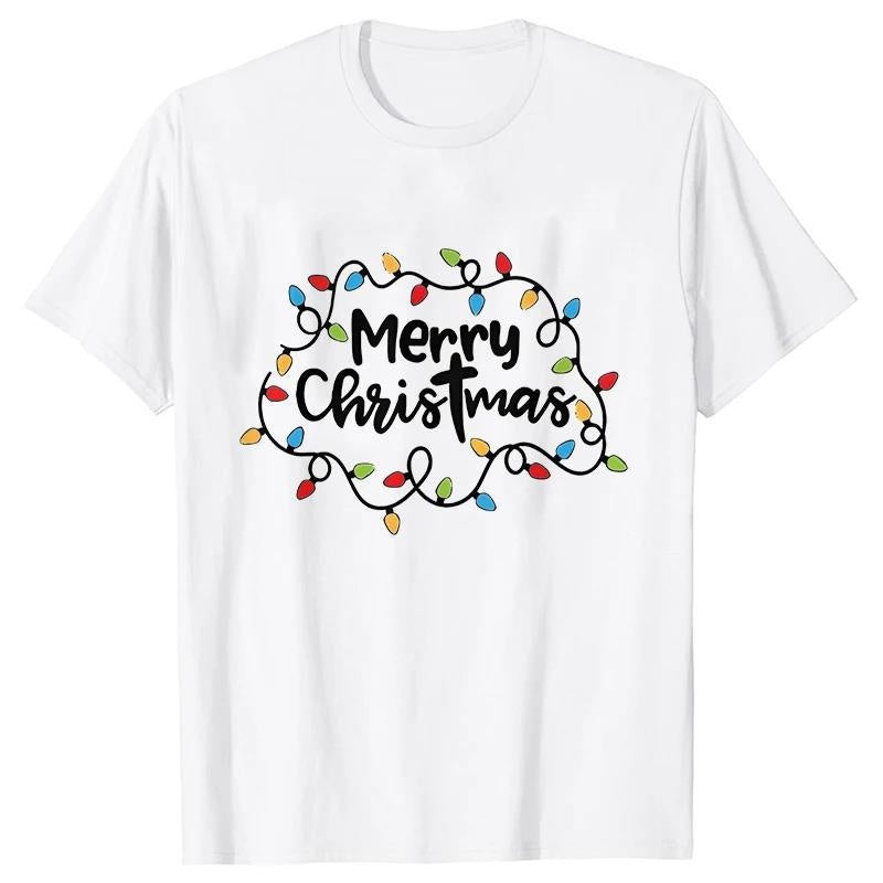 Men T-Shirt Christmas Lights Graphic Party T