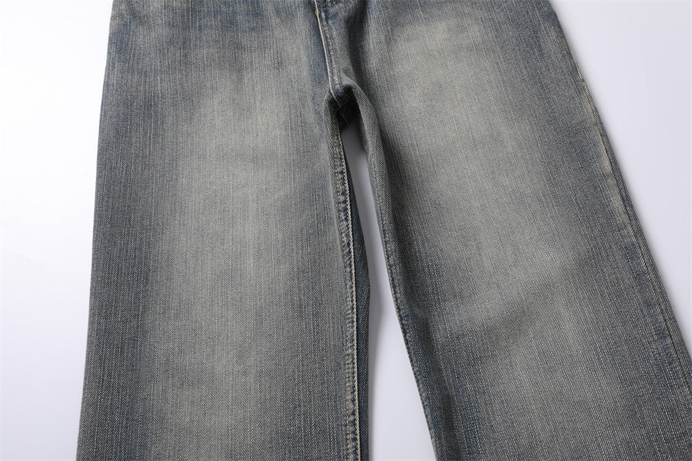 Distressed Washed Denim Trousers For Men