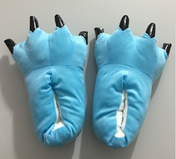Winter Soft Warm Dinosaur Paw Funny Slippers for Men Women Kids Parent-child Home House Slipper Shoes Room Cotton Shoes